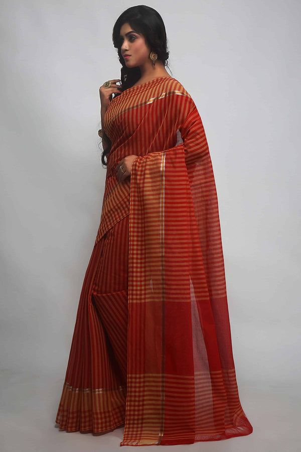 Striped Handloom Mangalgiri Cotton Saree