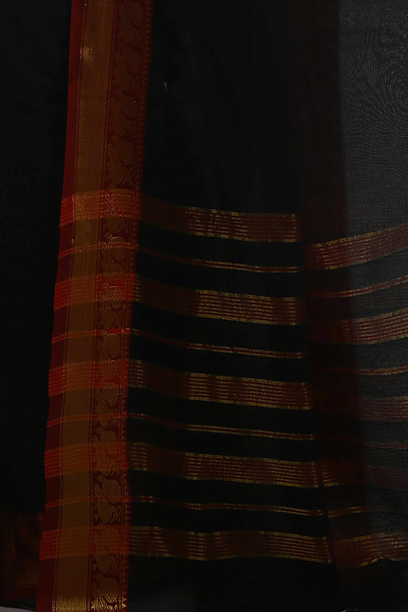 Black Narayanpet Cotton Saree