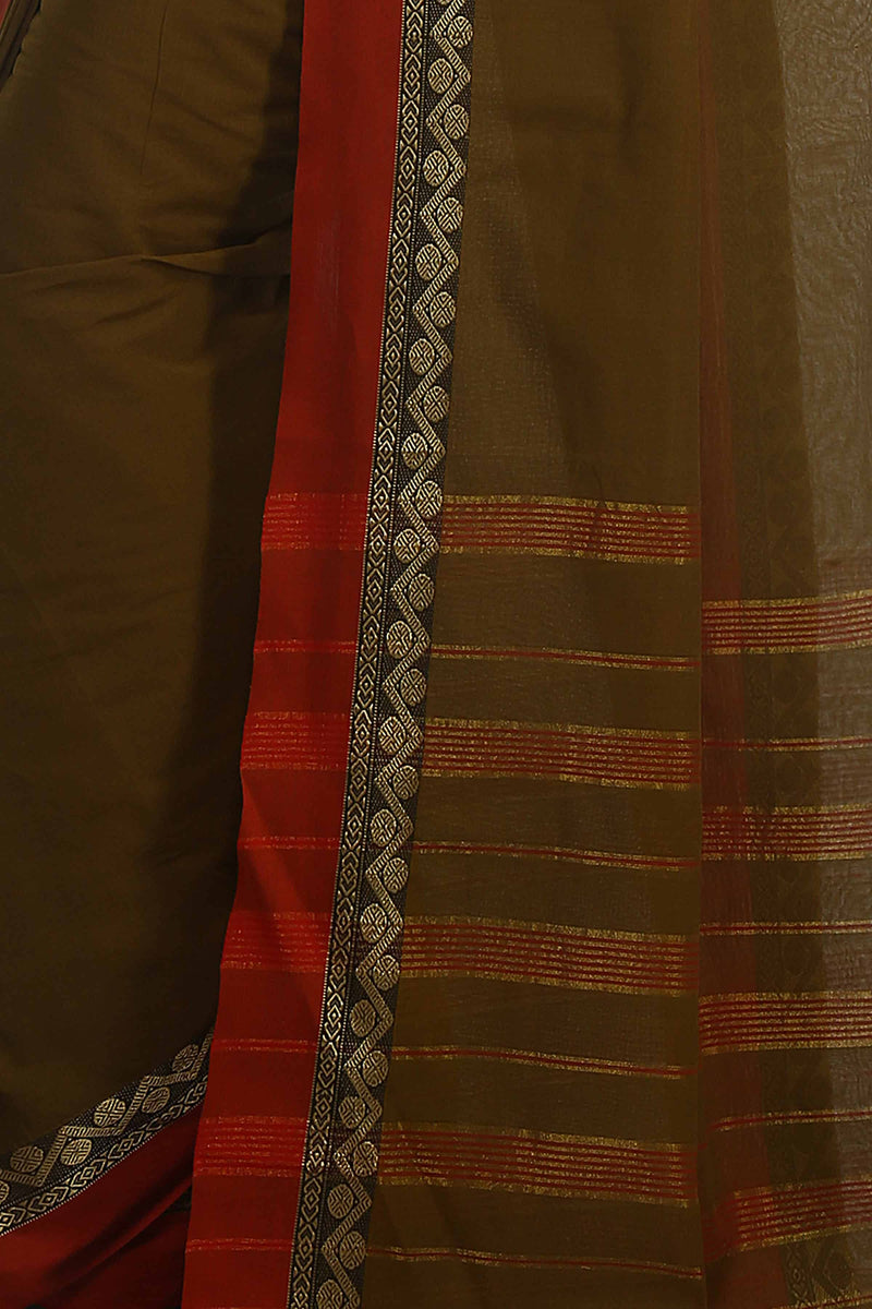 Khakhi Narayanpet Cotton Saree