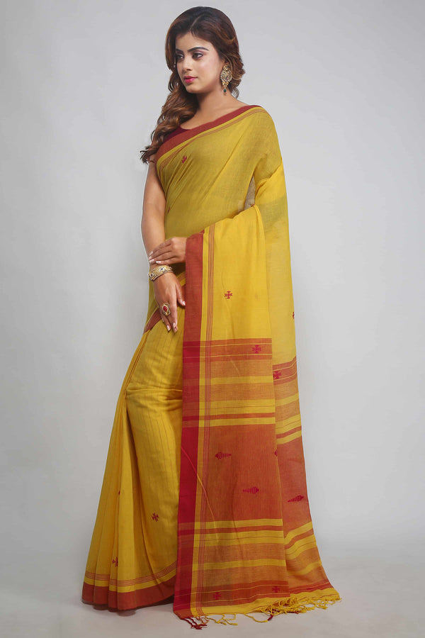 Yellow Bengal Handloom Cotton Saree