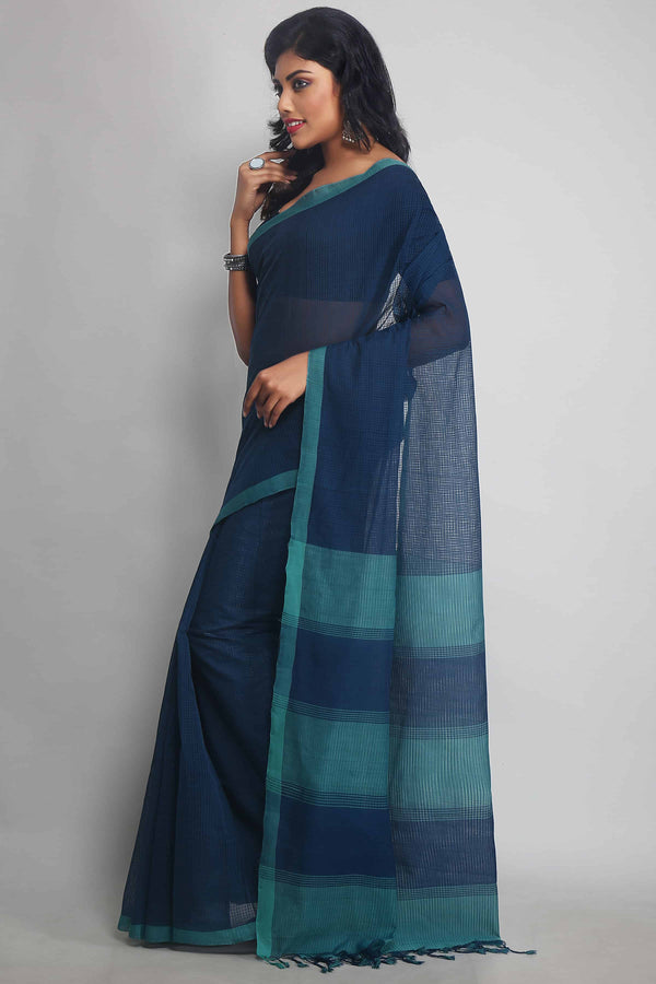Blue Handloom Mangalgiri Cotton Saree