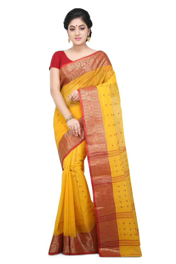 Yellow Bengal Tant Cotton Saree